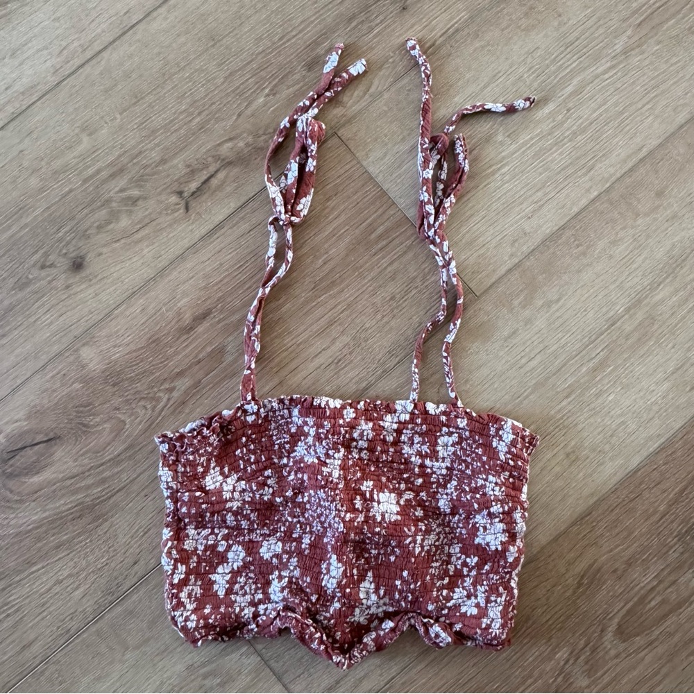 Abercrombie Smocked Floral Crop Tank